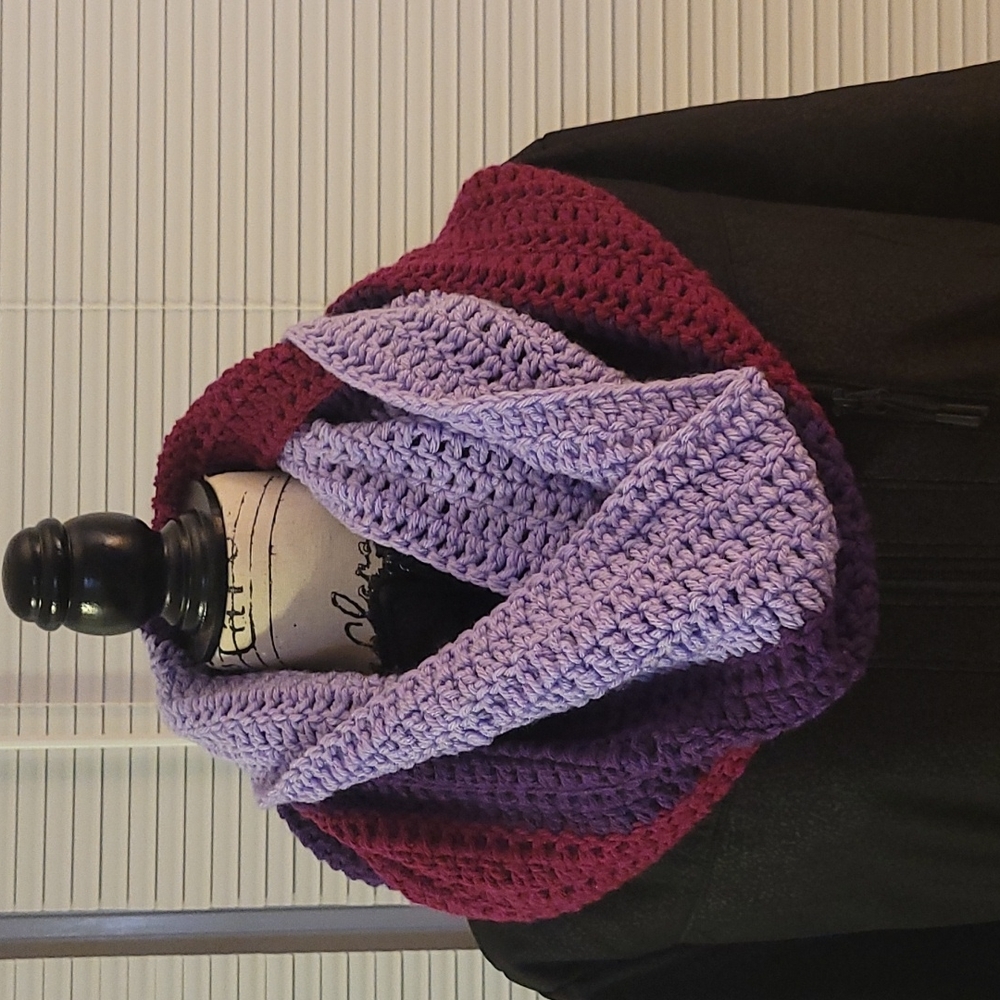 Crochet Infinity Scarf-Purple/Magenta